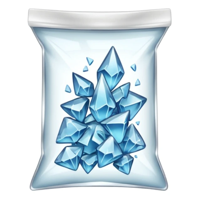 A transparent baggie containing clear glass pieces crushed into shards and chunks sticker