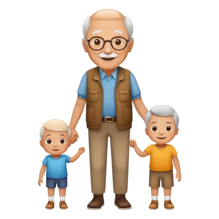 grandpa holding hands with a small child, cheerful and caring sticker