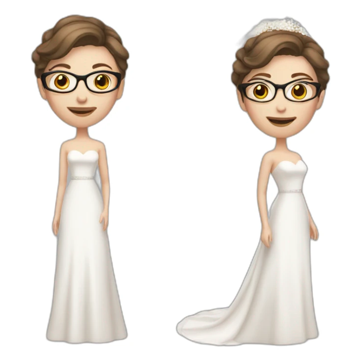 Pale skin bride with short brown hair and glasses sticker