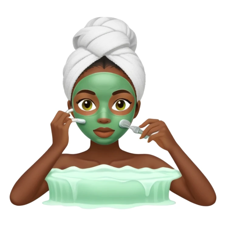 Black girl applying face mask skincare sticker