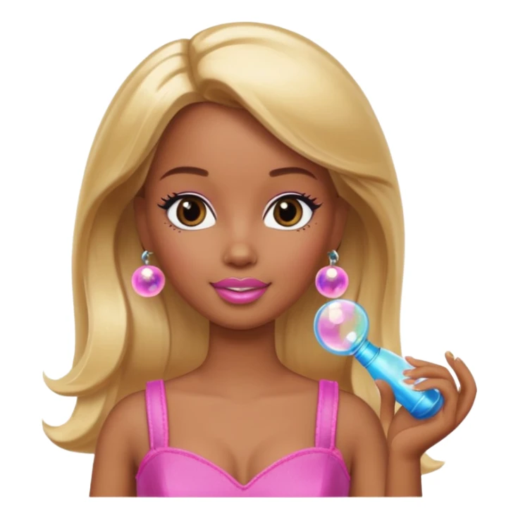 Brown skin blonde hair barbie with bubbles sticker
