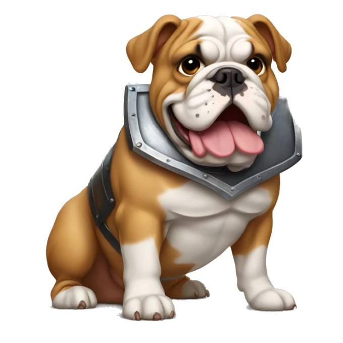english bulldog with a shield sticker