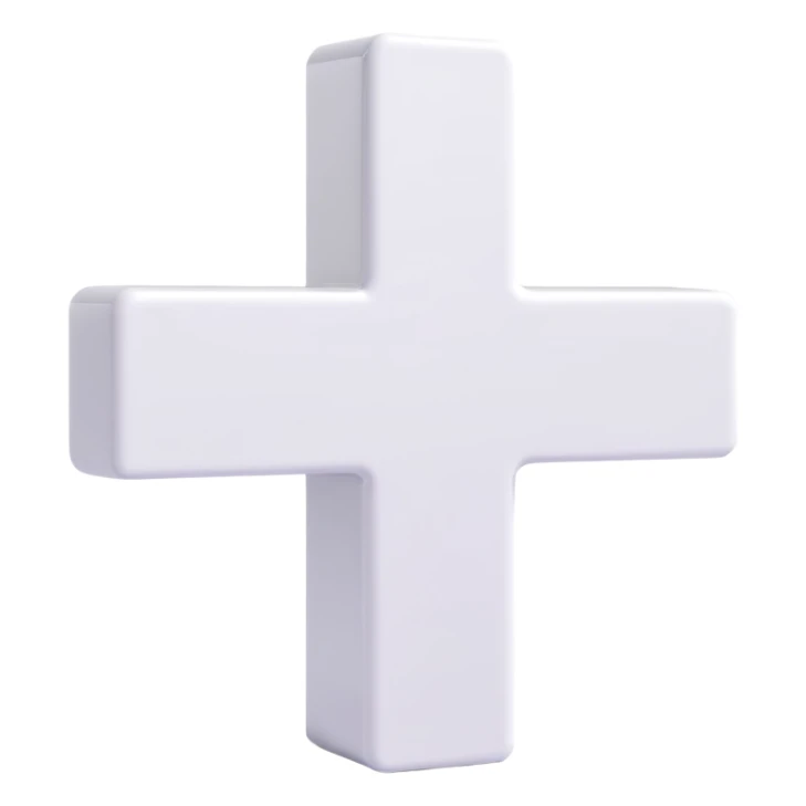 white plus sign, 3D, glossy finish, Microsoft fluent emoji style sticker