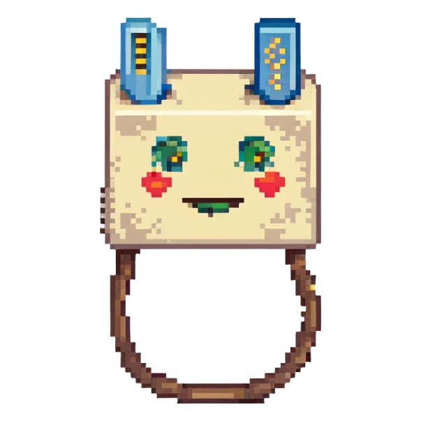 8 bit pixel art ethernet cable with RJ45 connector emoji sticker