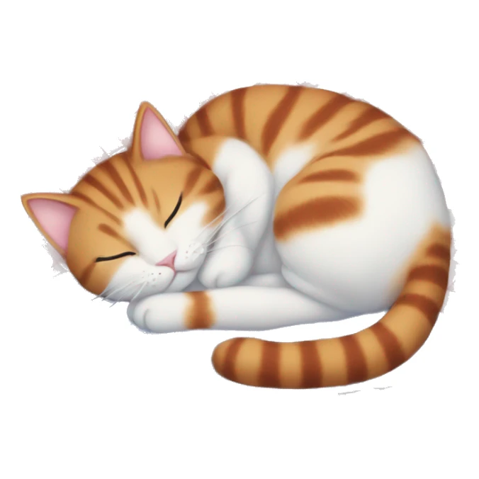 A red striped cat sleeps sweetly on a blue and white plaid sticker