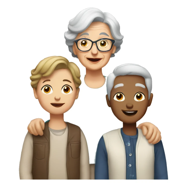 Grandma with a boy and girl sticker