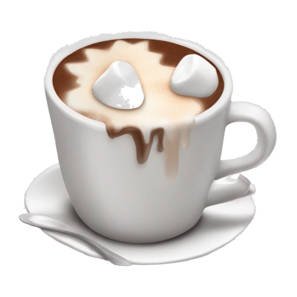 White mug of hot chocolate with marshmallows and squirted cream￼ sticker