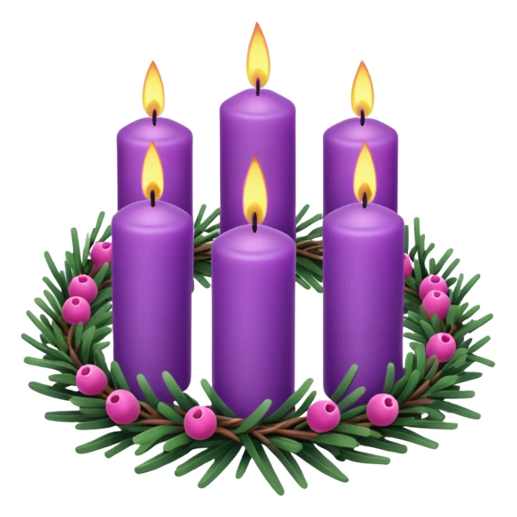 advent wreath with 3 purple candles and one pink candle sticker