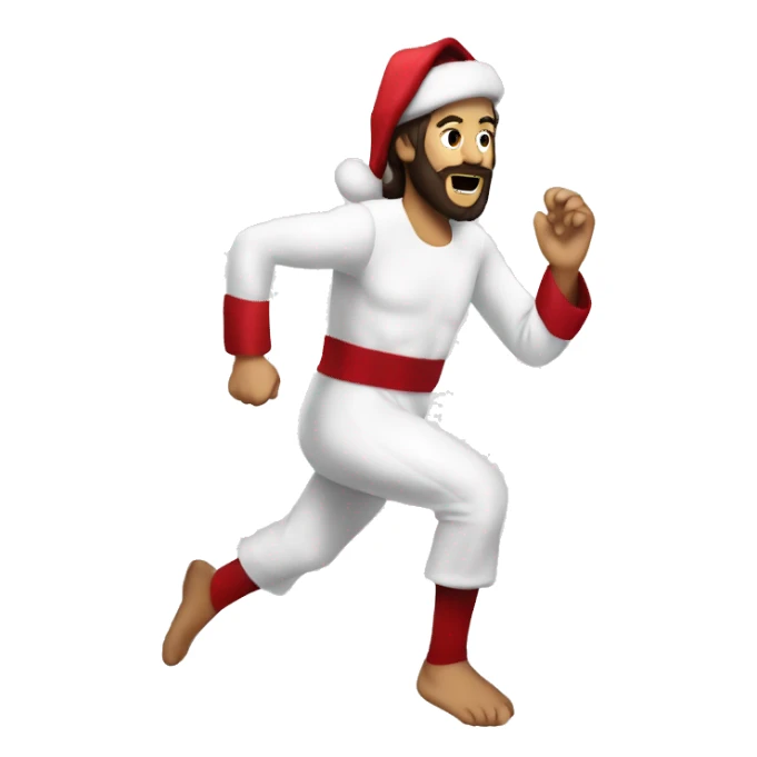 skipping sprint Jesus santa costume sticker