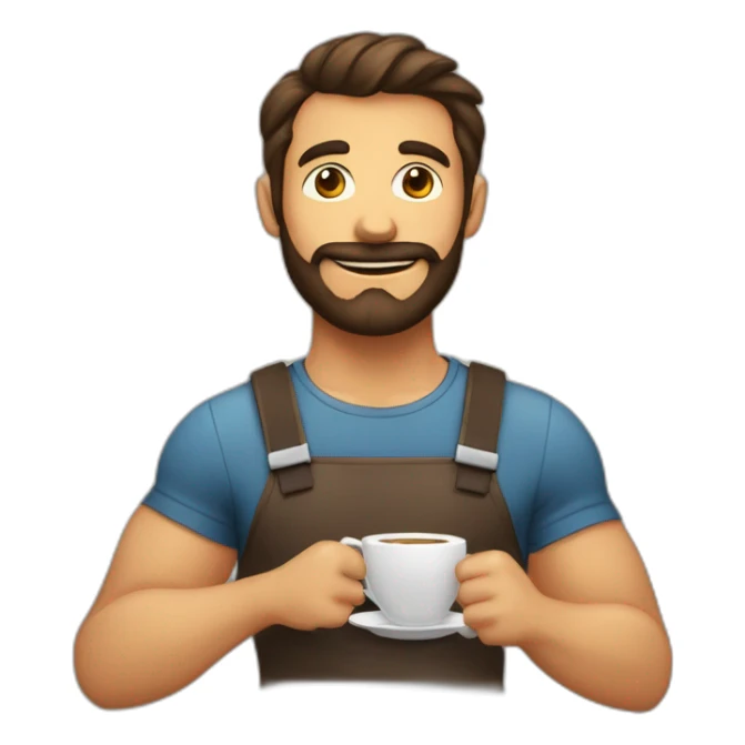 homem com barba de regata segurando um café sticker
