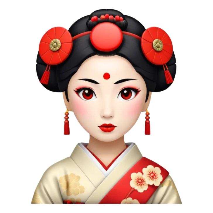 Japanese geisha with a red button on her head sticker