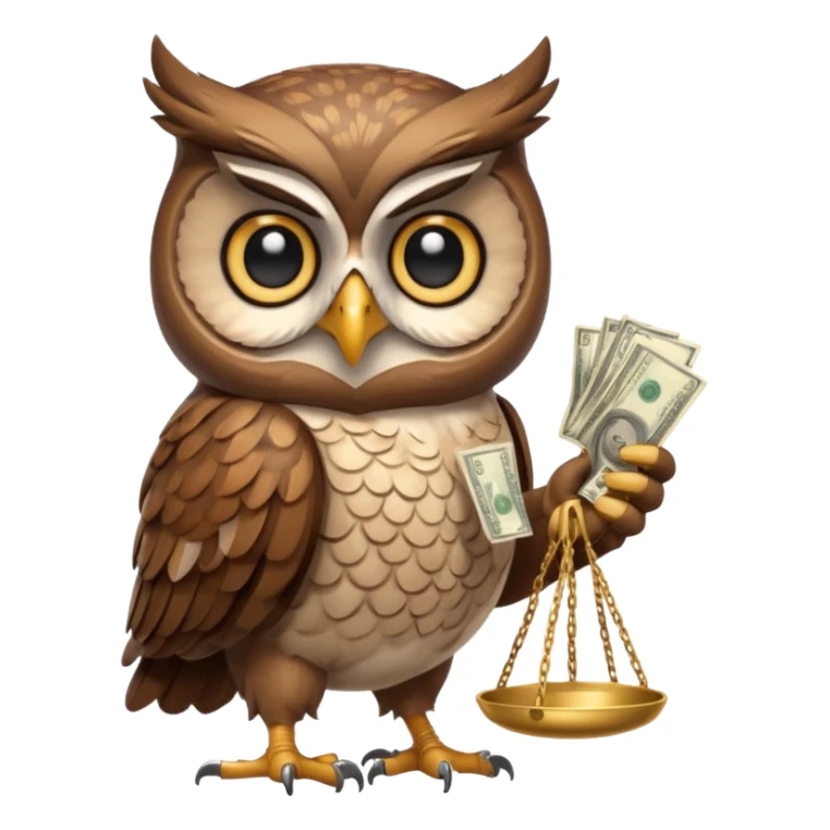 mascot owl holding money and scale with two  sticker