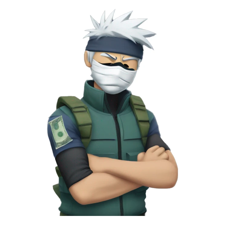 Kakashi doing money spread on his arm  sticker