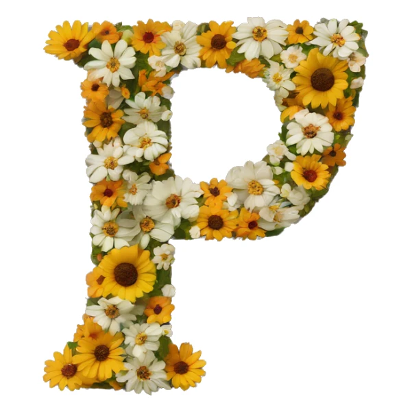 Letter p made out of flowers sticker