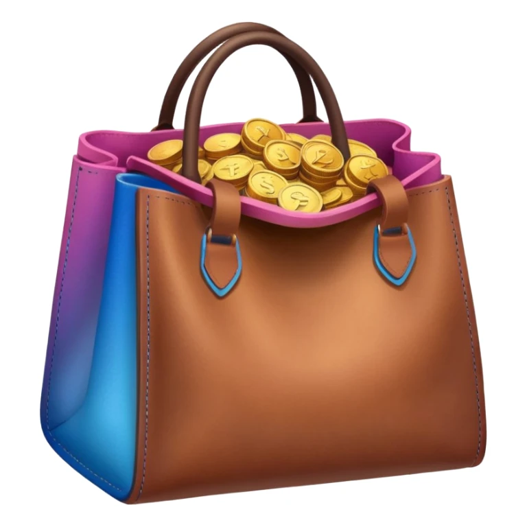 Coins inside brown leather bag, make bag always brown  color

Coins inside gradient color - Blue to pink sticker