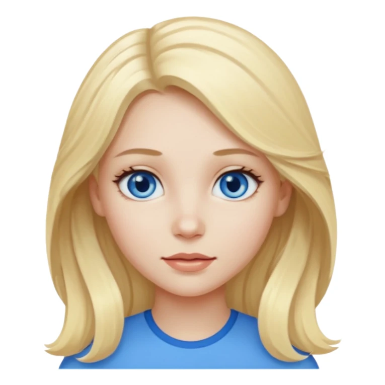 A pale girl with blue eyes and blonde and long slightly wavy hair  sticker