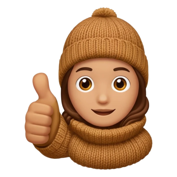 thumbs up hand in brown knit mitten sticker