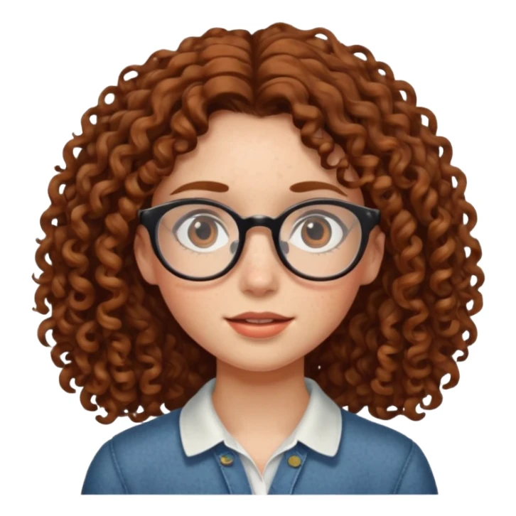 freckled girl with curly hair with glasses sticker