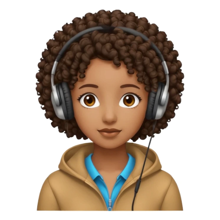 curly haired with headphones in and  black girl with sticker