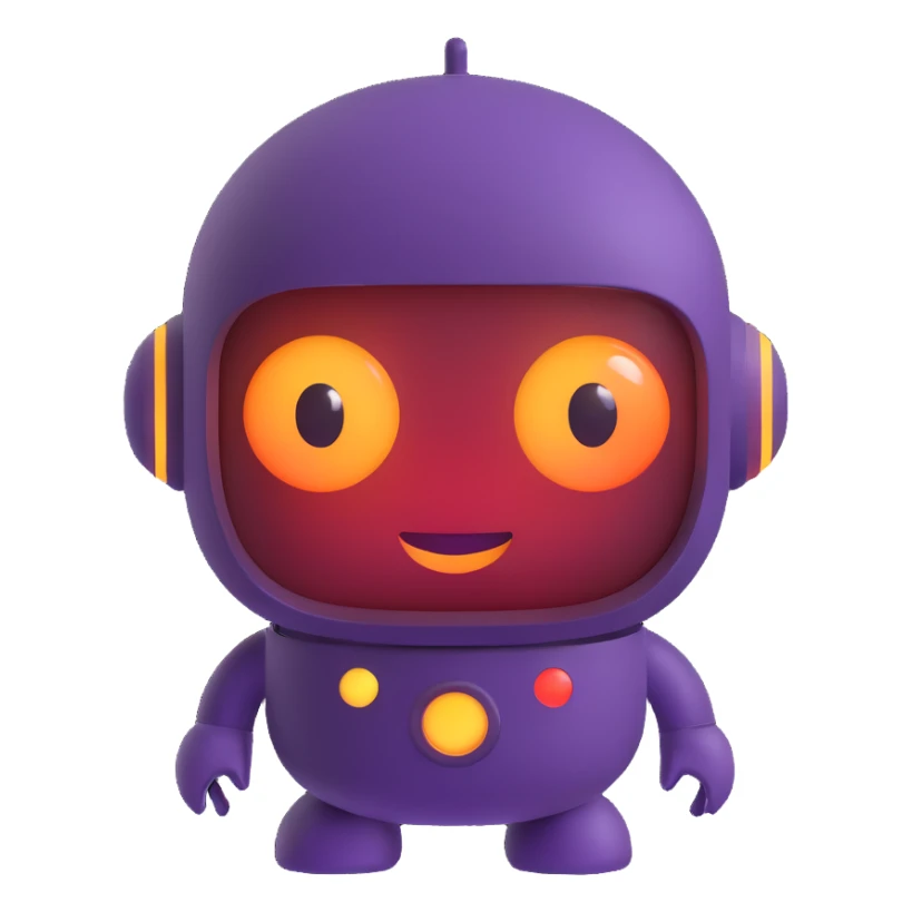 friendly AI chatbot emoji with digital look and glowing eyes sticker