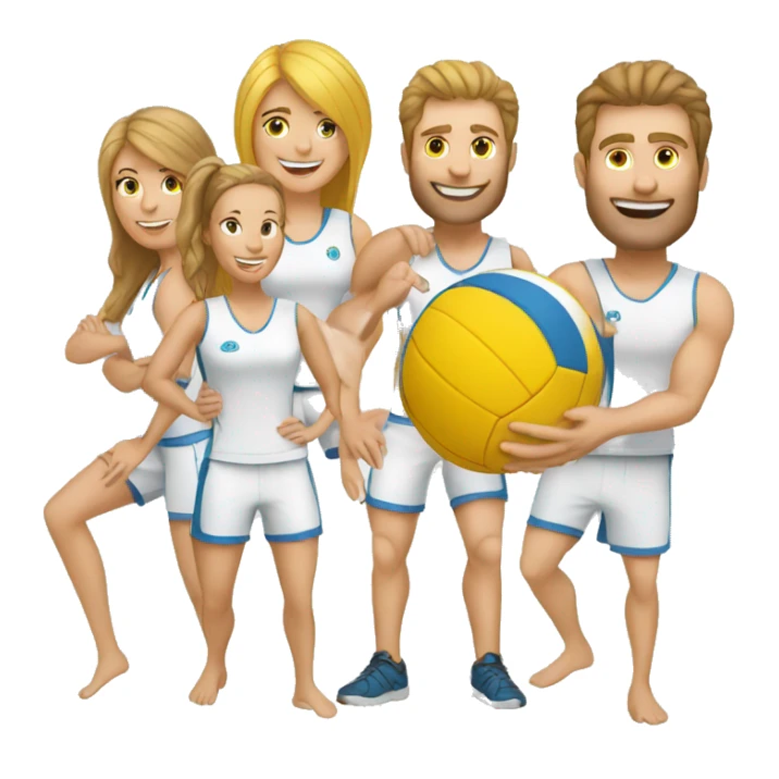 white men and women play volleyball 3 on 3 sticker