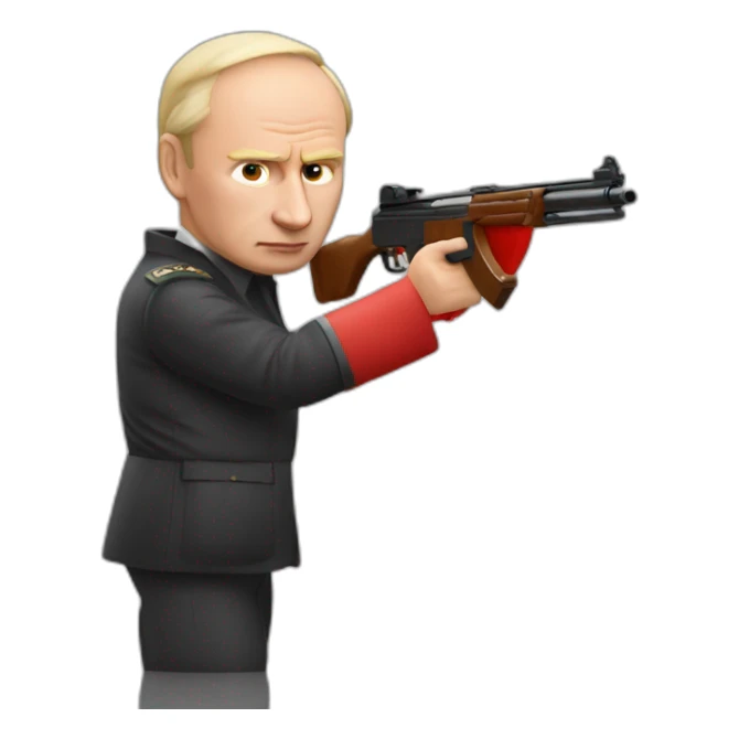 Vladimir Poutine shooting nobody with tomato sauce sticker