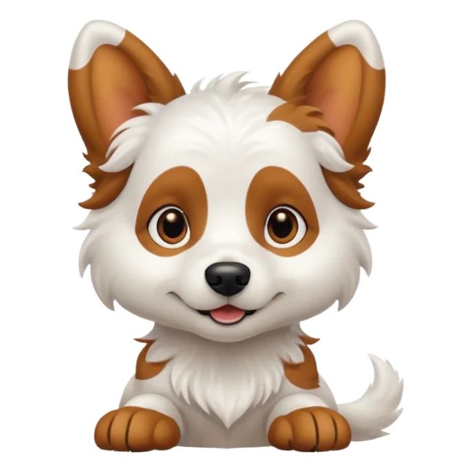 White dog with brown eyes and some long body and white ears with brown spots curved on the sides sticker