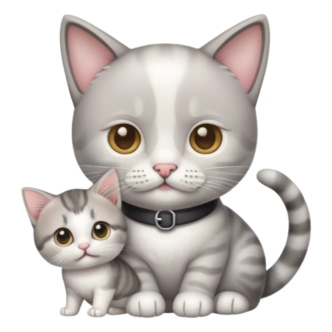 cool emoji with a handlebar mustache holding a gray and white kitten sticker