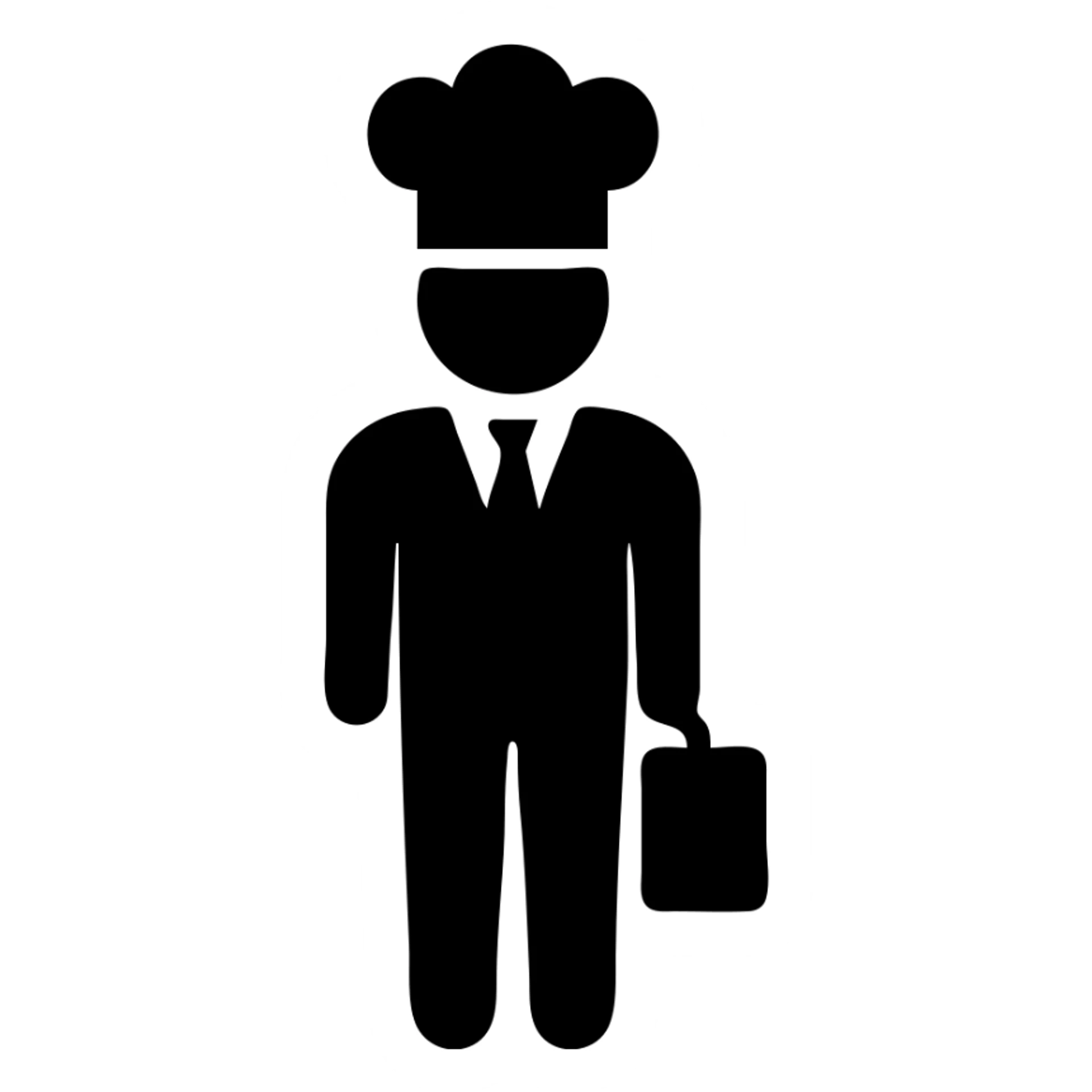 Chef in business suit with briefcase and chef hat sticker
