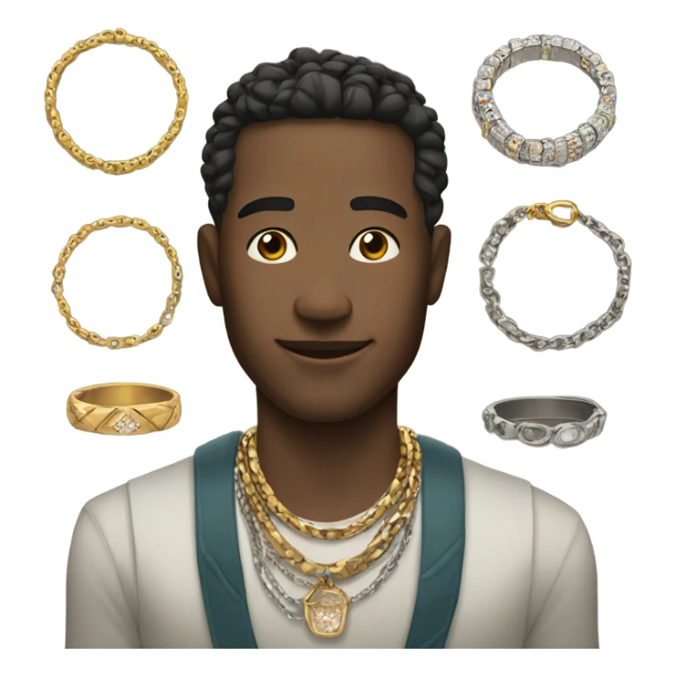 male portrait with jewelry sticker