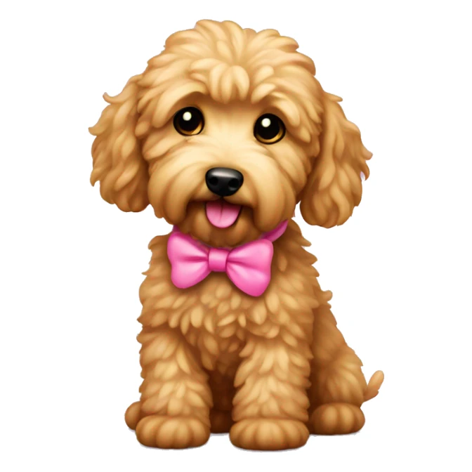 Mini golden doodle with a pink bow on  sticker