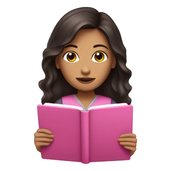 dark brunette hair woman studying pink notebook  sticker
