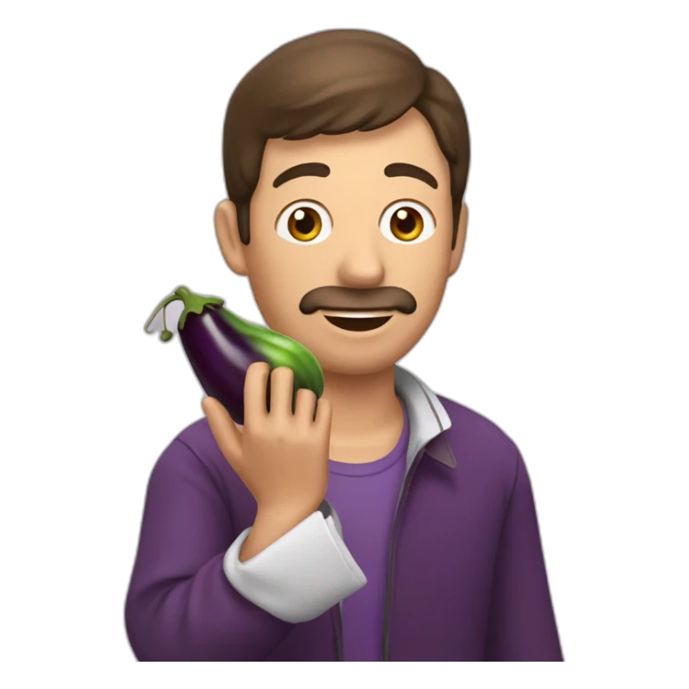 Un homme qui mange une aubergine sticker