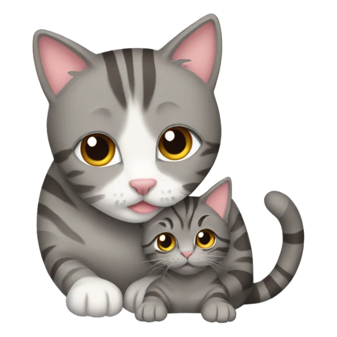a grey tabby cat and a brown tabby cat hugging sticker