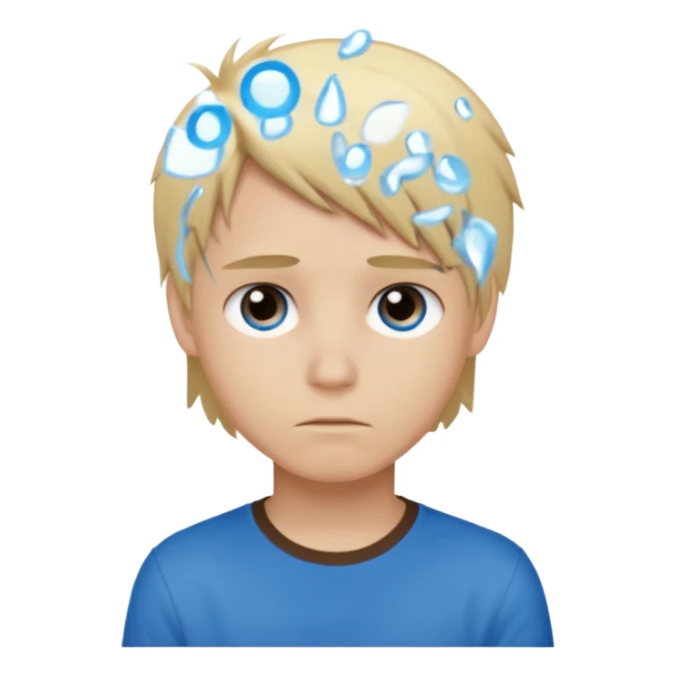 boy with blonde hair emo, shirt color brown, and color eyes blue sticker