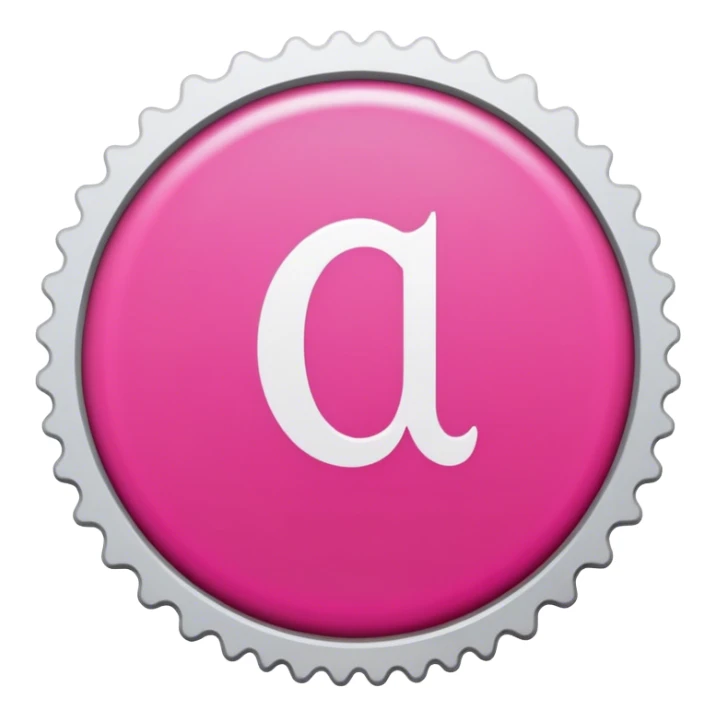 Create a stamp design with a pink circle and the letter 'T' in the center. sticker