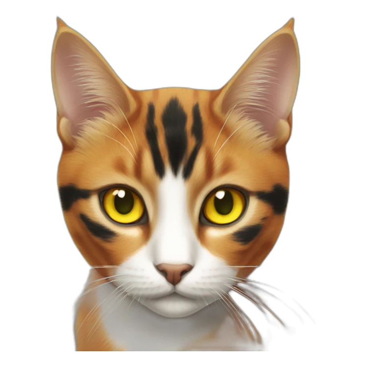 Orange black cat with yellow eyes and green pupils sticker
