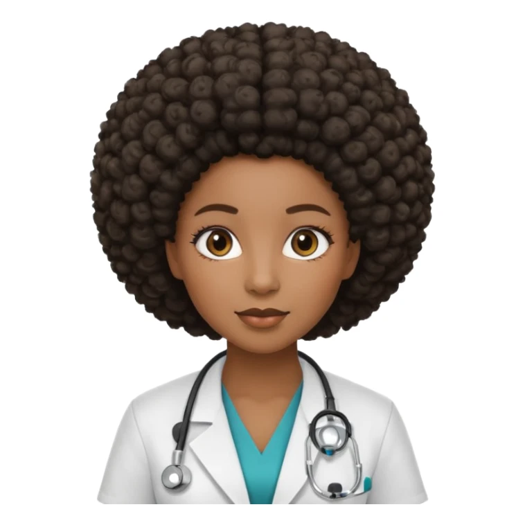 single black female doctor with afro hairstyle sticker