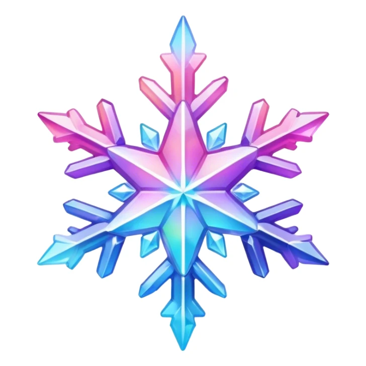 Gradient iridescent Pastel rainbow Pink violet blue crystal star snowflake  sticker