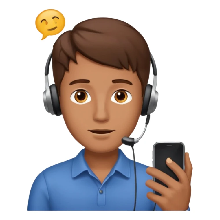 man with brown hair listening to a voice message sticker