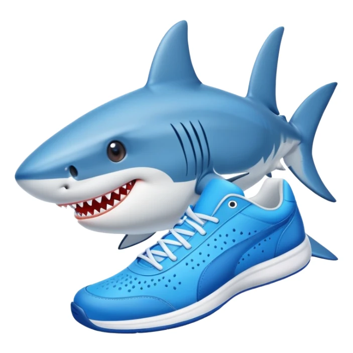 Shark with blue tennis shoes sticker