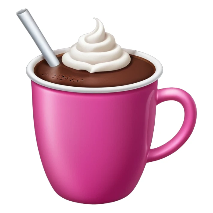 a regular hot pink cup with hot chocolate in it, no designs sticker