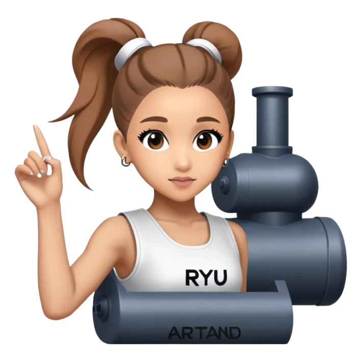 Ariana grande with "ryu" written on toptank sticker