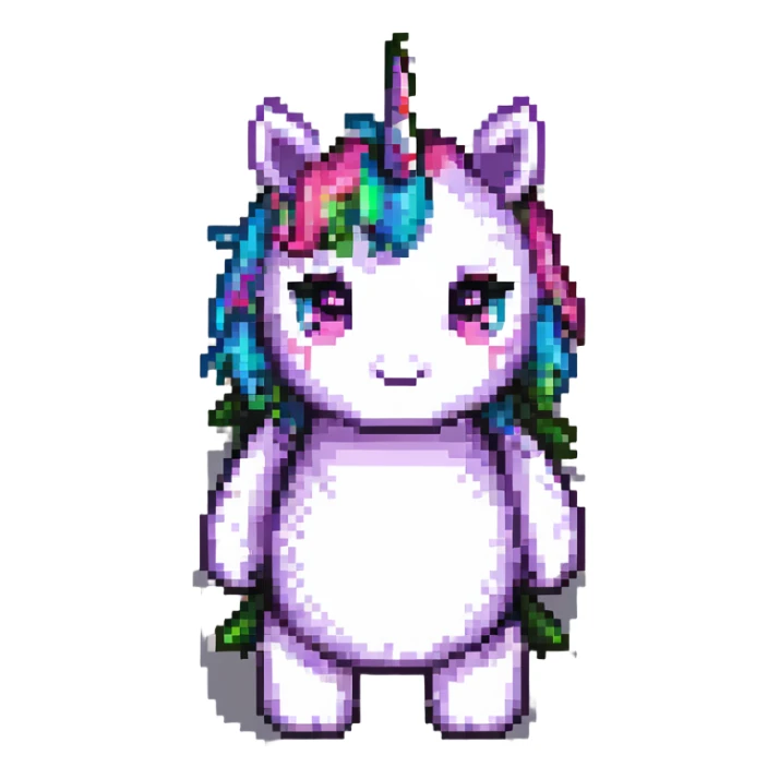 colorful cute unicorn pixel art sticker