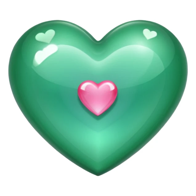 emerald heart with one mini pink heart inside of it  sticker