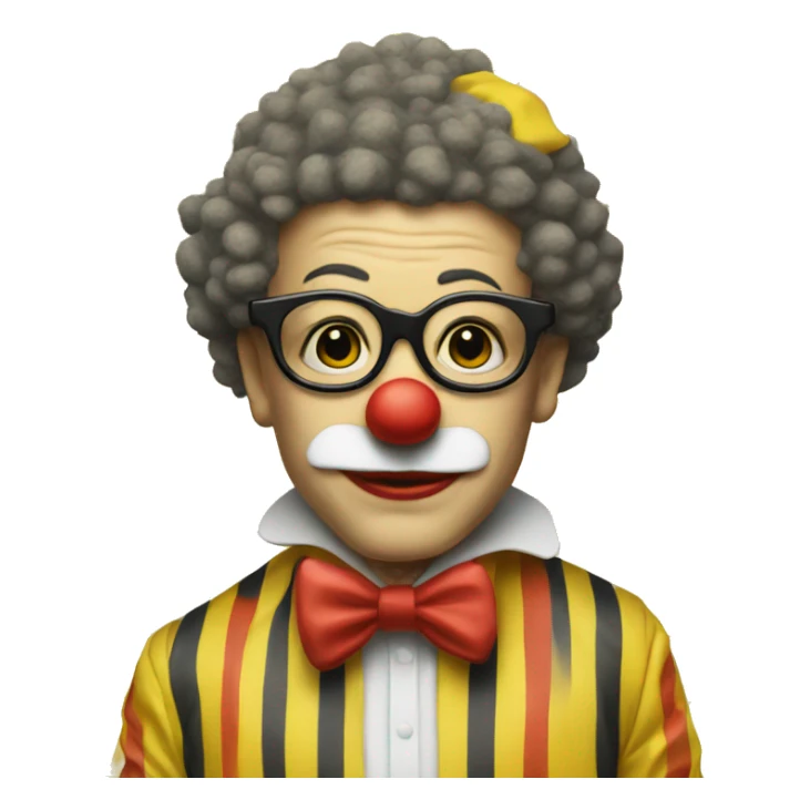 a clown with glasses yellow and stripe yellow sticker