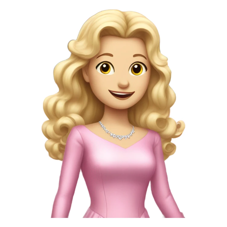 Glinda getting in her car wearing a pink dress and jacket  sticker