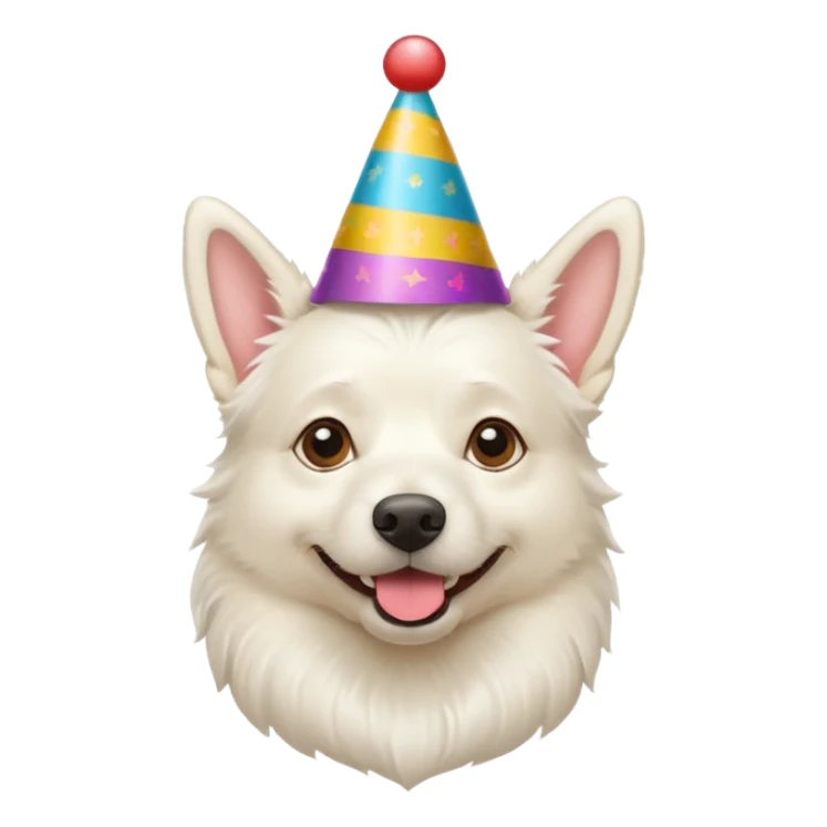 A White belgian dog wearing a party hat.   sticker