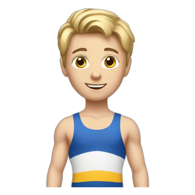 sporty european boy in leotard sticker
