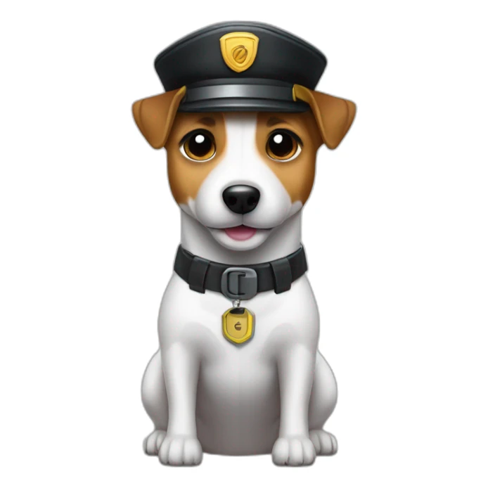 a jack russell terrier dog who works as a switchman and wears a bulletproof vest sticker